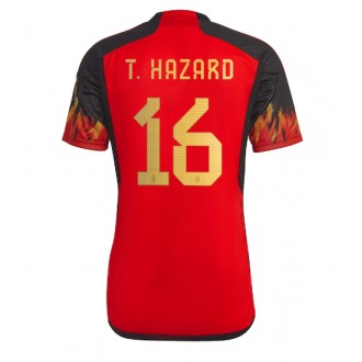Belgien Thorgan Hazard #16 Hemmakläder VM 2022 Kortärmad